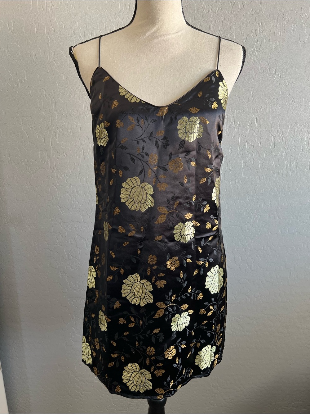 Forever 21 Black Dress with Gold Floral Accents